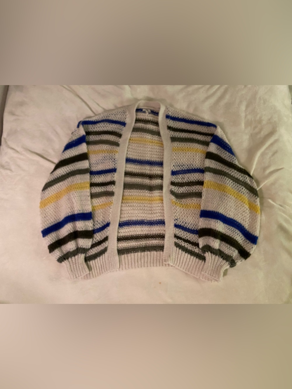 aerie Open-Knit Sweater with Blue and Green Accents